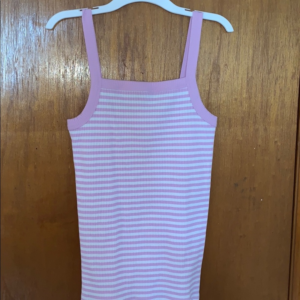 Pink and white striped tank
